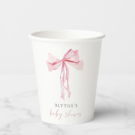 Pink Bow Babydusche Papier Cup Girl Coquette Blush Pappbecher