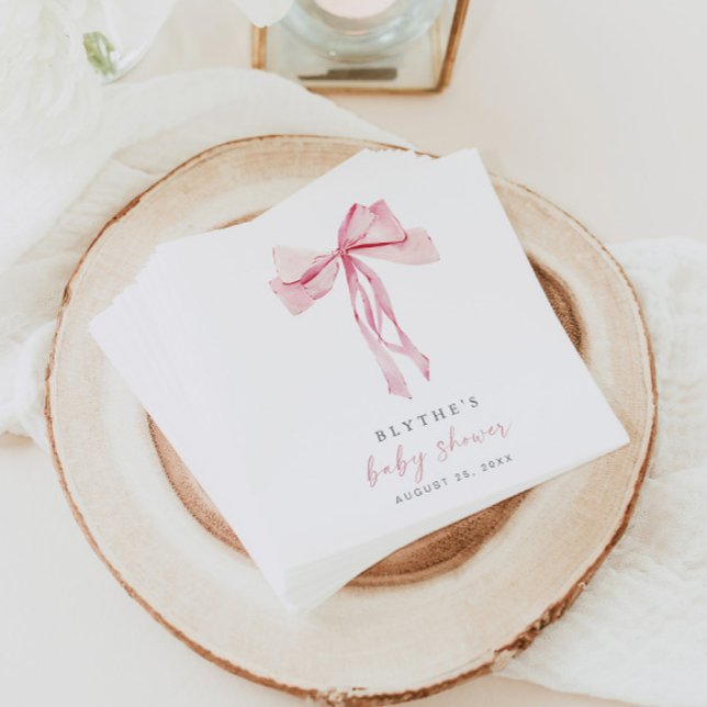 Pink Bow Babydusche Papier Napkins Girl Coquette Serviette (Von Creator hochgeladen)