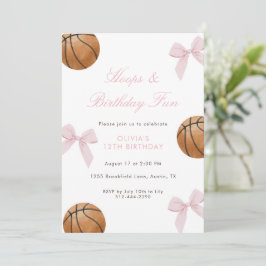 Pink Bow Basketball Birthday Party for Girls  Einladung