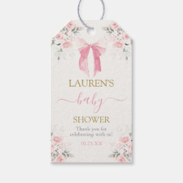 Pink Bow Bear Baby ShowGirl Geschenkmarke Geschenkanhänger