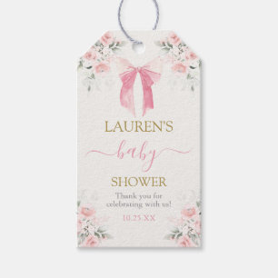 Pink Bow Bear Baby ShowGirl Geschenkmarke Geschenkanhänger