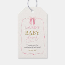 Pink Bow Bear Baby ShowGirl Geschenkmarke