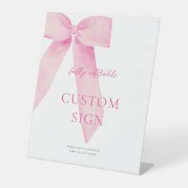 Pink Bow bindet das benutzerdefinierte Zeichen für Sockelschild