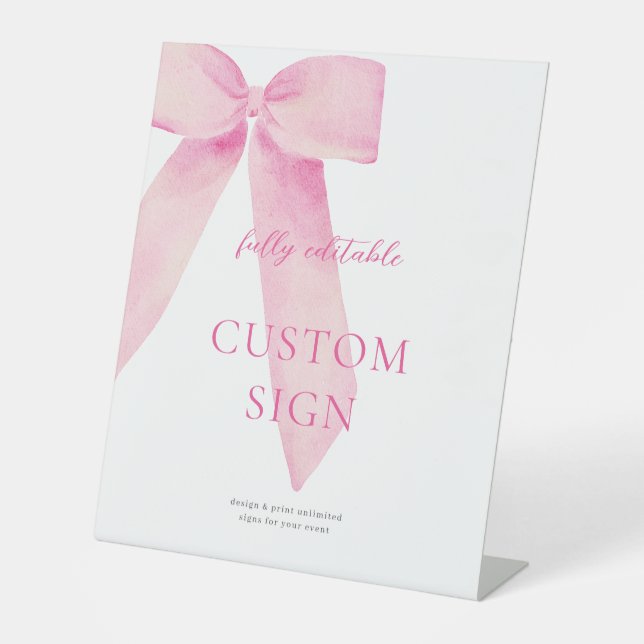 Pink Bow bindet das benutzerdefinierte Zeichen für Sockelschild (Vorderseite)