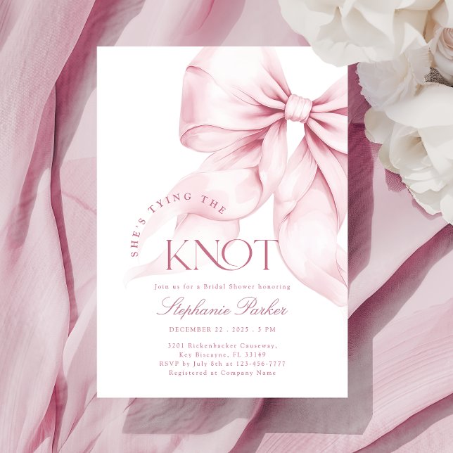 Pink Bow bindet die Knot Bridal Dusche ein und läd Einladung (Von Creator hochgeladen)