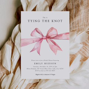 Pink Bow bindet die Knot Bridal Dusche ein und läd Einladung