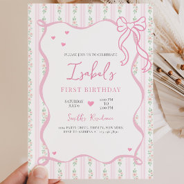 Pink Bow Birthday Einladung