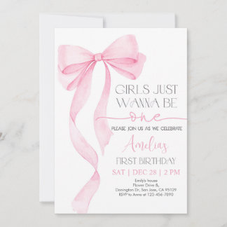 Pink Bow Birthday Einladung Soft Pastel Pink Ribb