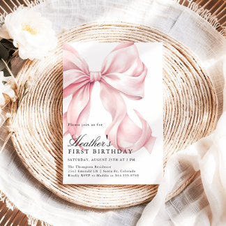 Pink Bow Birthday Party Coquette Bow Einladung