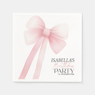 Pink Bow Birthday Serviette