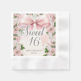 Pink Bow Blumencoquette Vintag Sweet 16 Serviette