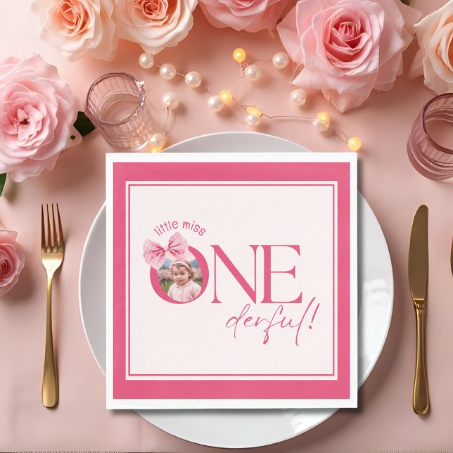 Pink Bow Blütenspass Einen Geburtstag Serviette (Von Creator hochgeladen)