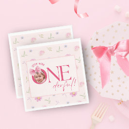 Pink Bow Blütenspass Einen Geburtstag Serviette