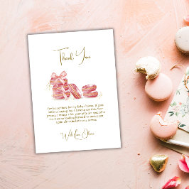 Pink Bow Bonjour Bébé Französisch Macarons Babydus Dankeskarte