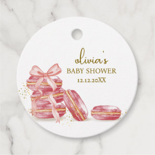 Pink Bow Bonjour Bébé Französisch Macarons Babydus Geschenkanhänger