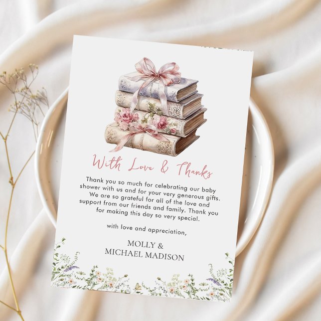 Pink Bow Book Baby Dusche Danke Karte (Von Creator hochgeladen)