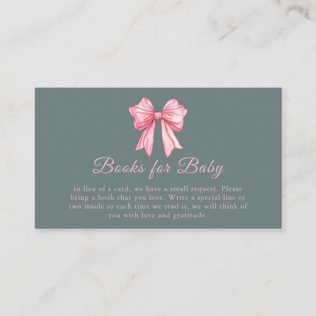 Pink Bow Books Baby Shooting Card Begleitkarte (Vorderseite)