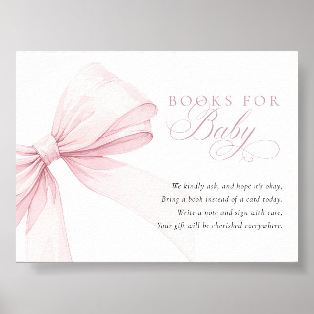 Pink Bow Books for Baby - Digital Download Card Poster (Vorne)