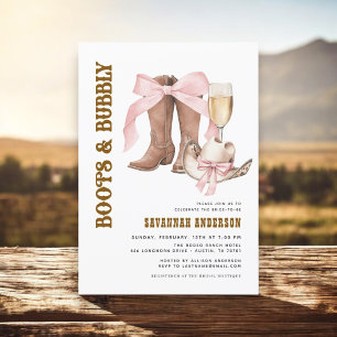 Pink Bow Boots & Bubbly Western Brautparty Einladung