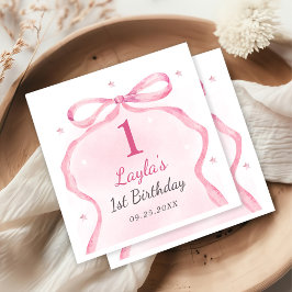 Pink Bow Boutique 1. Geburtstag Party Serviette
