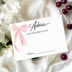 Pink Bow Brautparty Advice for Bride Card Einladung
