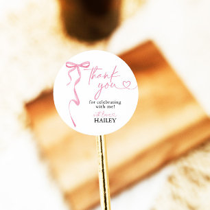 Pink Bow Brautparty Danke, Liebesmarken Runder Aufkleber