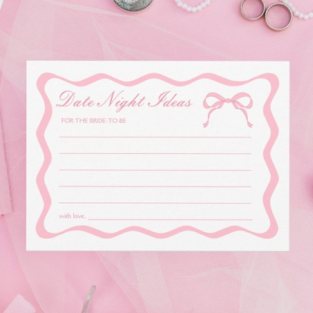 Pink Bow Brautparty Date Night Idecard Einladung (Von Creator hochgeladen)