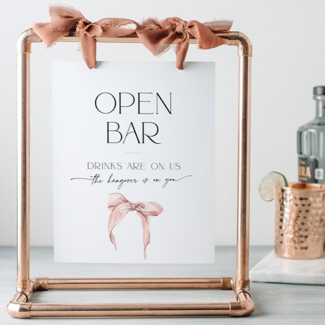 Pink Bow Brautparty Koppeln Knot Open Bar Sockelschild (Von Creator hochgeladen)