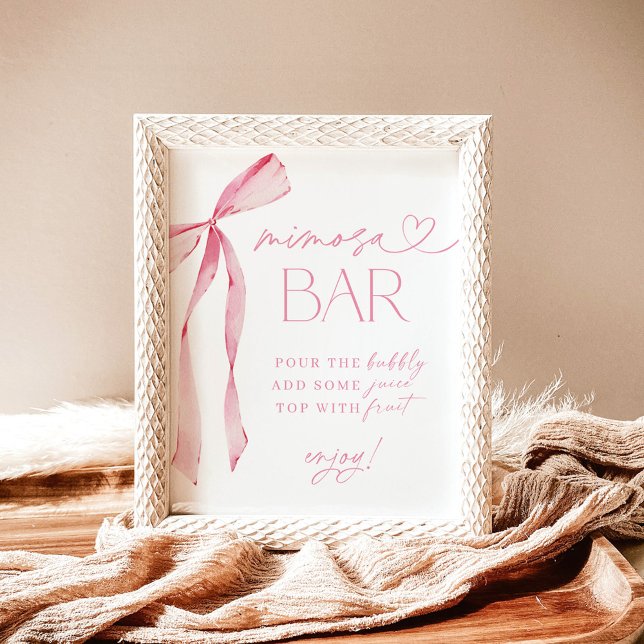 Pink Bow Brautparty Mimosa Bar Sign, Bubbly Bar Poster (Von Creator hochgeladen)