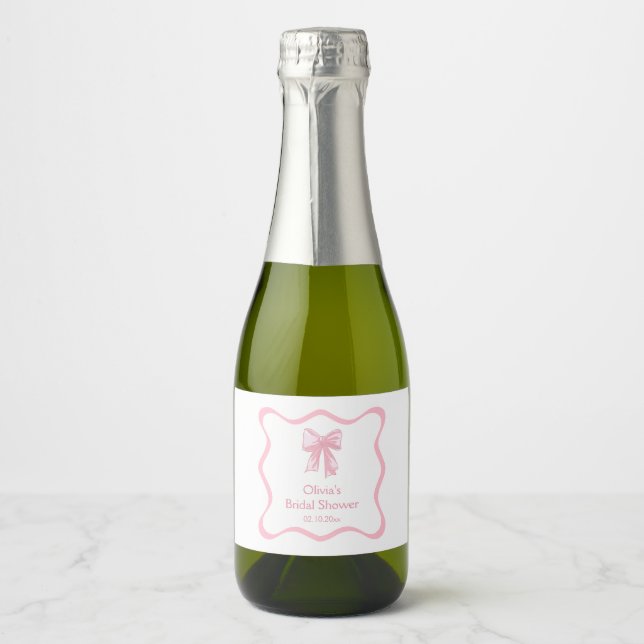 Pink Bow Brautparty Mini Champagne (Vorderseite)