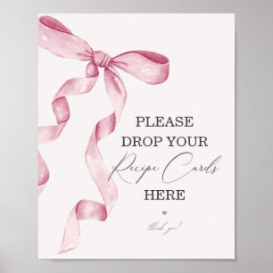 Pink Bow-Brautparty Signieren einer Rezept-Karte Poster