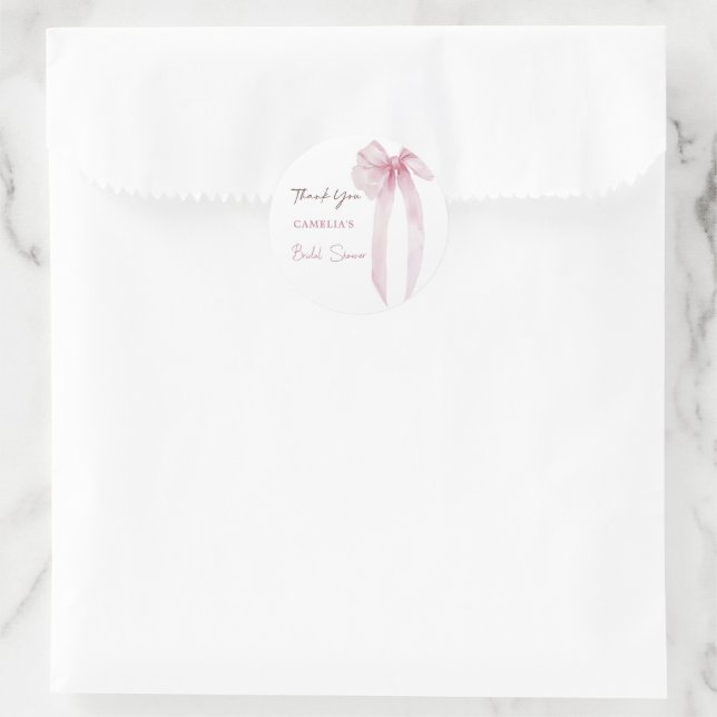 Pink Bow Brautparty Vielen Dank Runder Aufkleber (Tasche)