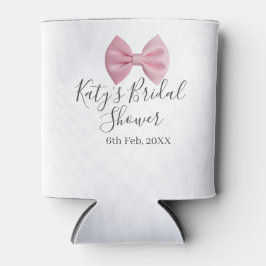 Pink bow bridal shower name date pastel stylish te dosenkühler