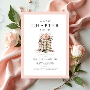 Pink Bow Bücher Ein neues Kapitel beginnt Baby Sho Einladung