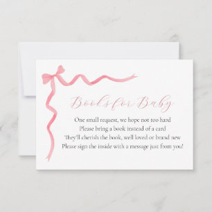 Pink Bow Bücher für Baby-Beilegerkarte Einladung