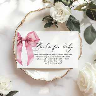 Pink Bow Bücher für Babycoquette Babydusche Begleitkarte