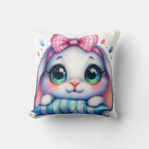 Pink Bow Bunny mit Streifenkissen Kissen