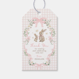 Pink Bow Bunny Rabbit Baby Girl Shower Thank You Geschenkanhänger