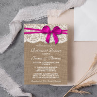 Pink Bow Burlap & Lace Hochzeit Probe Dinner