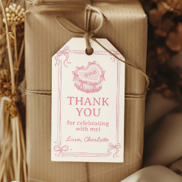 Pink Bow Cake Geburtstagsparty Danke Geschenkanhänger