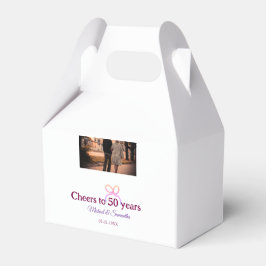 Pink bow cheers to 50 years anniversary wedding  geschenkschachtel