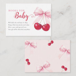 Pink Bow Cherries Books for Baby Card Begleitkarte
