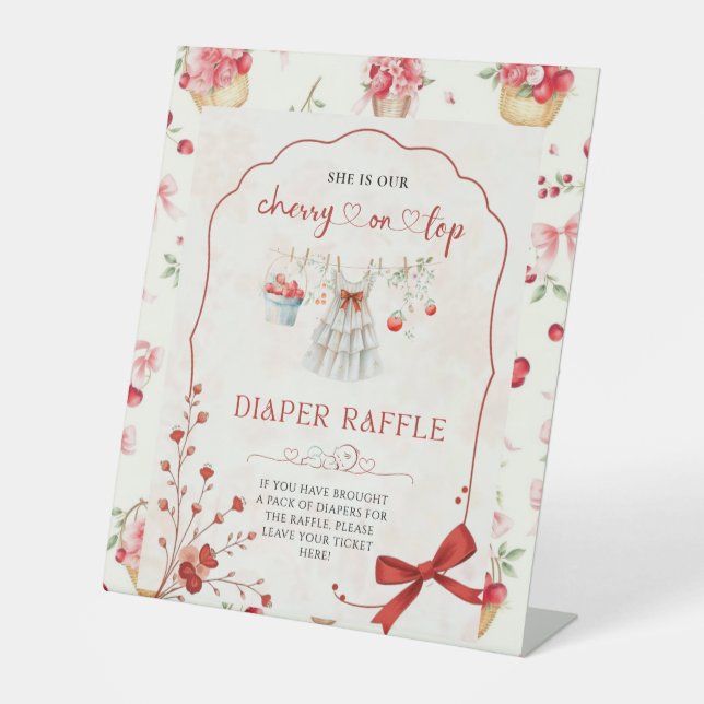 Pink Bow Cherry auf der oberen Windelplatte Sockelschild (Vorderseite)