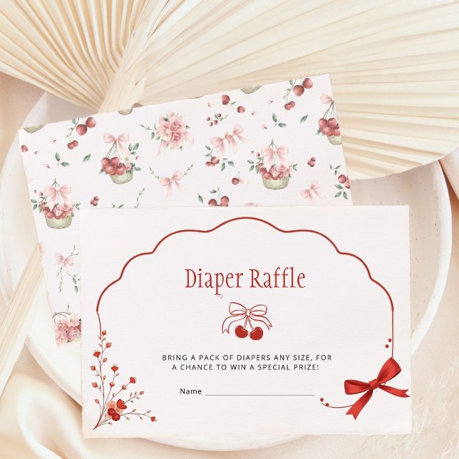 Pink Bow Cherry Babydusche Windelwanne Windelwanne Begleitkarte (Von Creator hochgeladen)