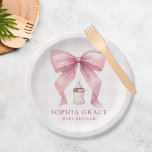 Pink Bow Chic Coquette Girl Babydusche Pappteller<br><div class="desc">Pink Bow Chic Coquette Girl Babydusche Teller</div>