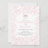 Pink Bow Chinoiserie Blumenstrauß Baby Einladung