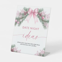 Pink Bow Christmas Date Night Ideas sign Sockelschild