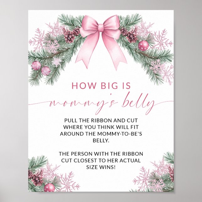 Pink Bow Christmas How Big is Mommy's Belly Game Poster (Vorne)
