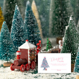 Pink Bow Christmas Tree Diaper Raffle Baby Shower  Begleitkarte