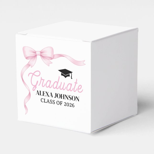 Pink Bow Class Of 2026 Graduation Party Geschenkschachtel (Vorderseite)